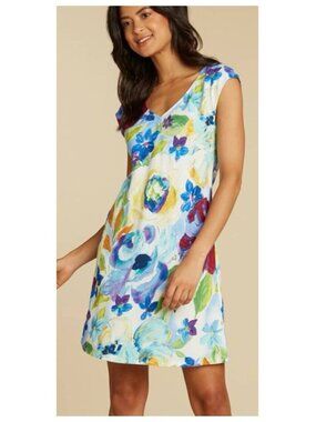 Jams World Sherry Dress XS Moonlight Bliss Floral Sleeveless Made In Hawaii Blue
